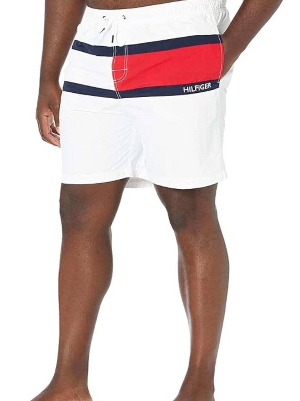 Tommy Hilfiger Swim Trunks Shorts Size Medium White With Quick Dry Logo Beach